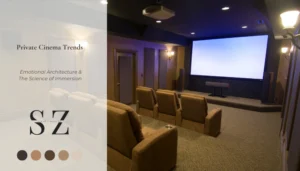 Luxury private cinema trends featuring emotional architecture and immersive sound design in a high-end Miami residence.