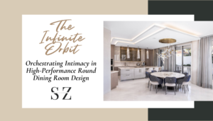 Round dining room design by Sarah Z Designs — luxury circular table in a Miami high-rise interior