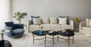 Designing in shades of white — Sarah Z Designs Cloud Dancer panel discussion on white interior design in Miami oceanfront residences, featuring lime plaster and pale oak textures.